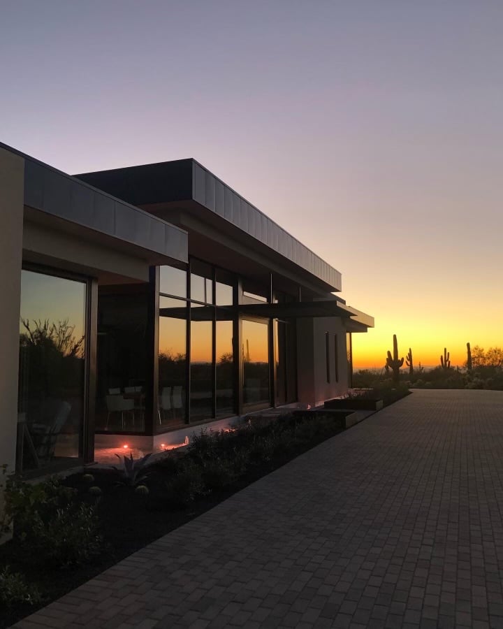 Luxury home exterior with modern entry design